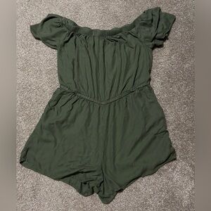 Old Navy Women's Large Off The Shoulder Green Romper Pull On Flutter Sleeve